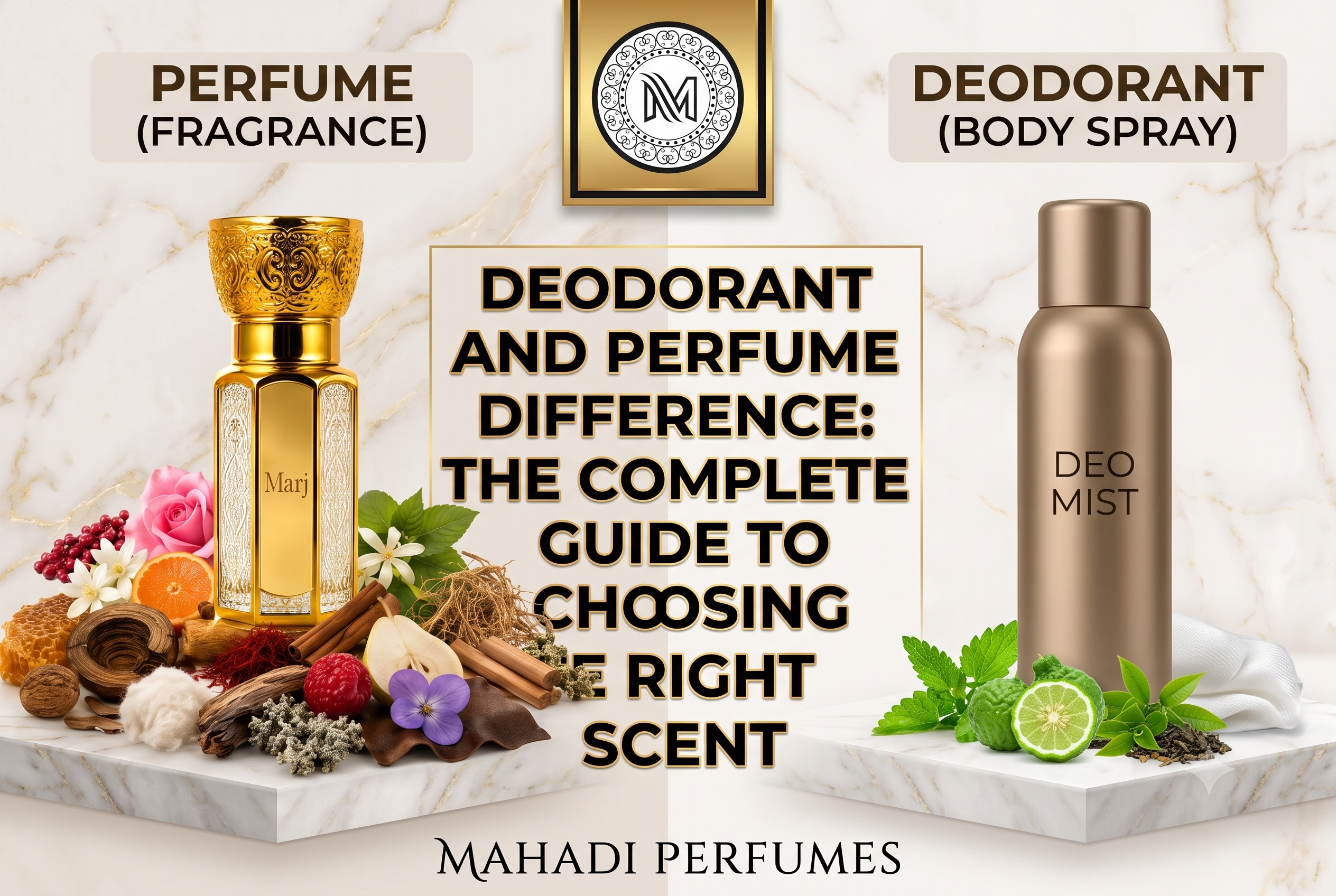 Deodorant and Perfume Difference: The Complete Guide to Choosing the Right Scent | Mahadi Perfumes