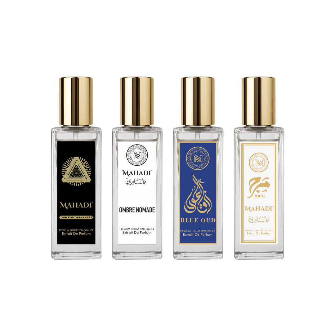 Luxury Perfume Gift Set | Pack Of 4 |Oud For Greatness|Ombre Nomade|Blue Oud| Marj - 4 x 20ml