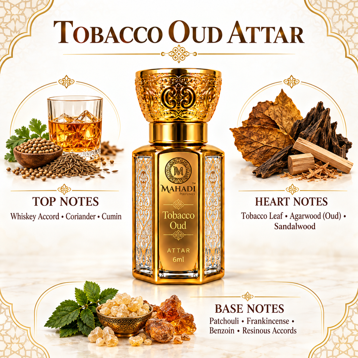 Tobacco Oud Attar 6ml | Long-Lasting Woody & Smoky Fragrance