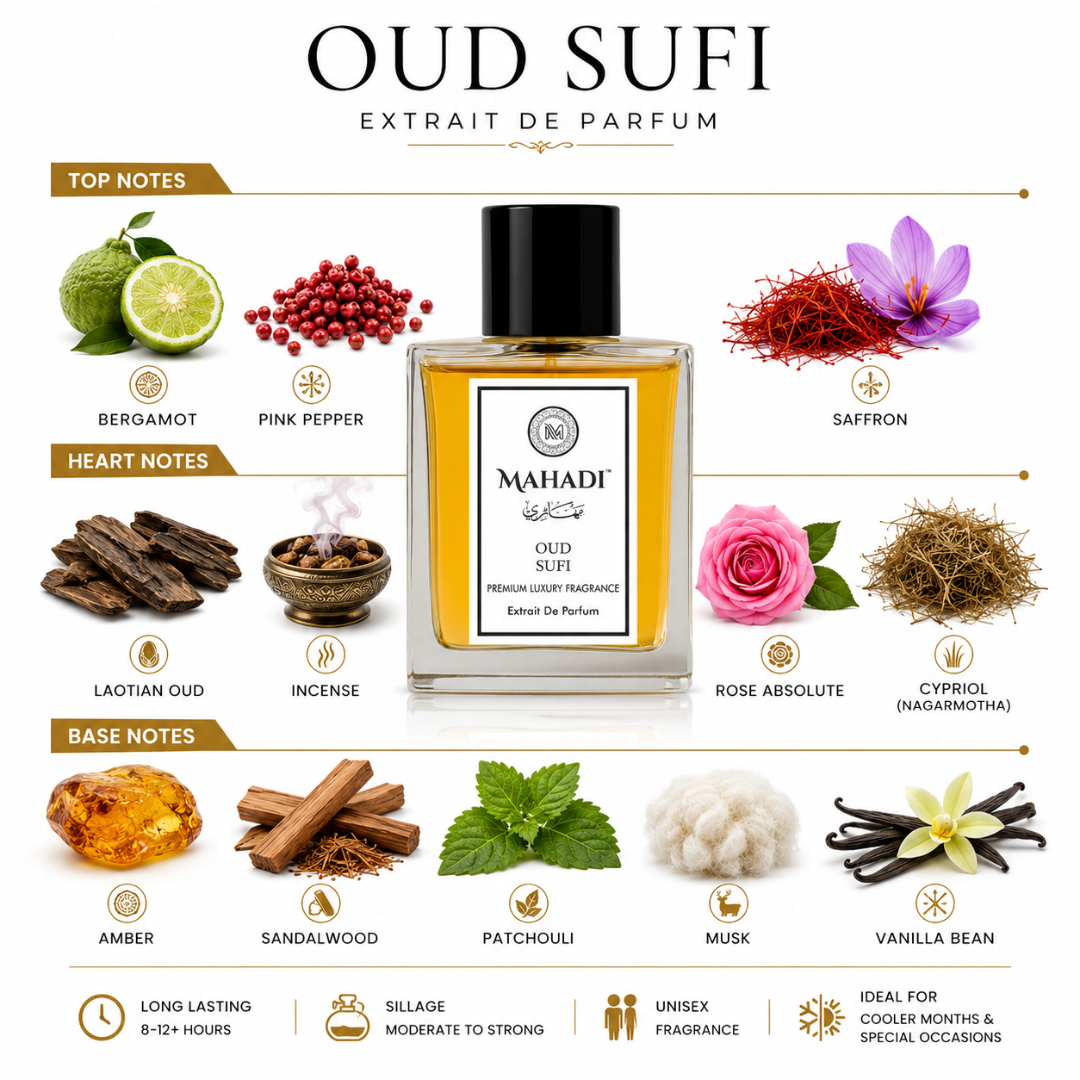 Oud Sufi Amber Woody Perfume | Oud, Patchouli, Sandalwood & Vanilla | Unisex Eau De Parfum