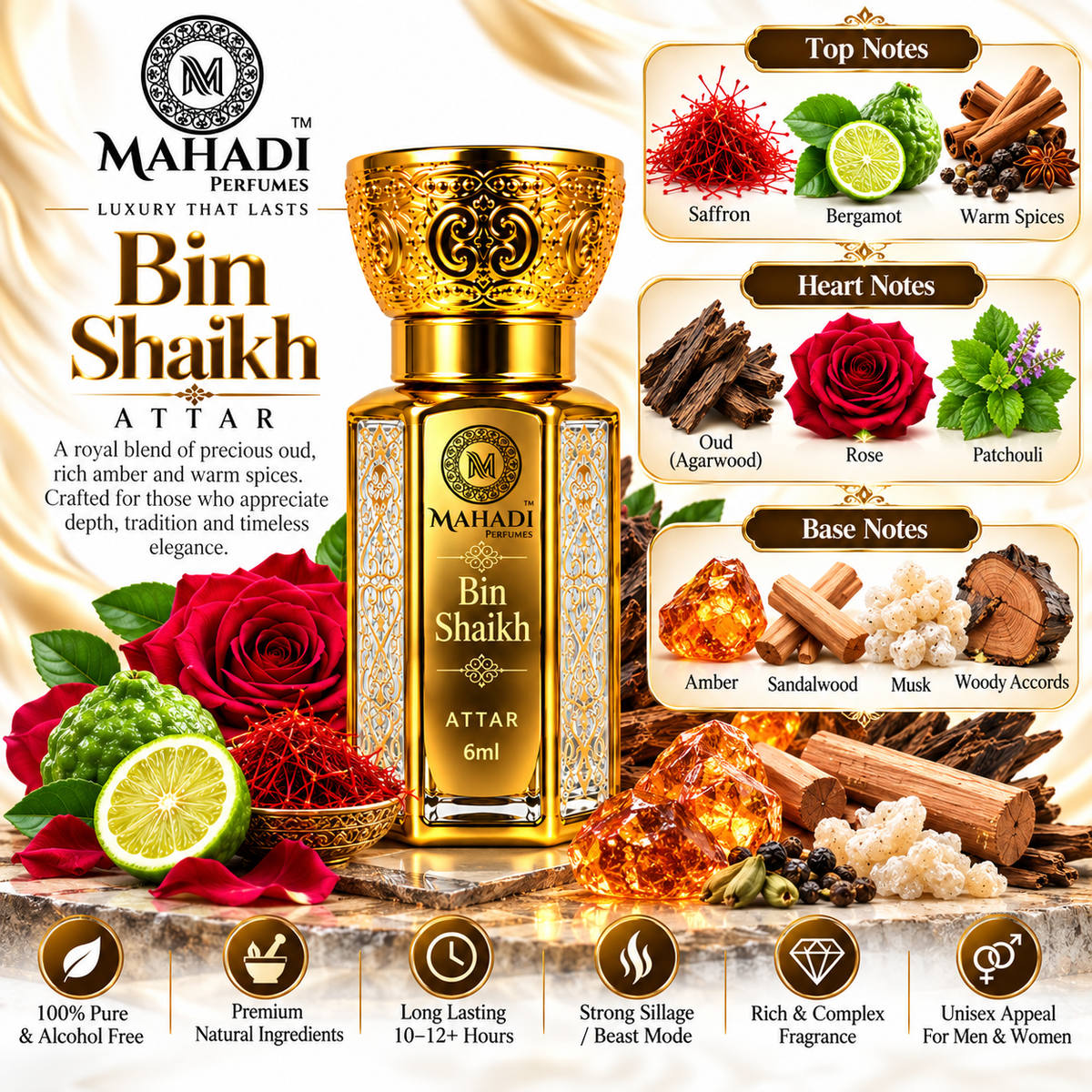 Bin Shaikh Attar | Luxury Oud, Amber & Musk Perfume Oil | Long Lasting Unisex Attar