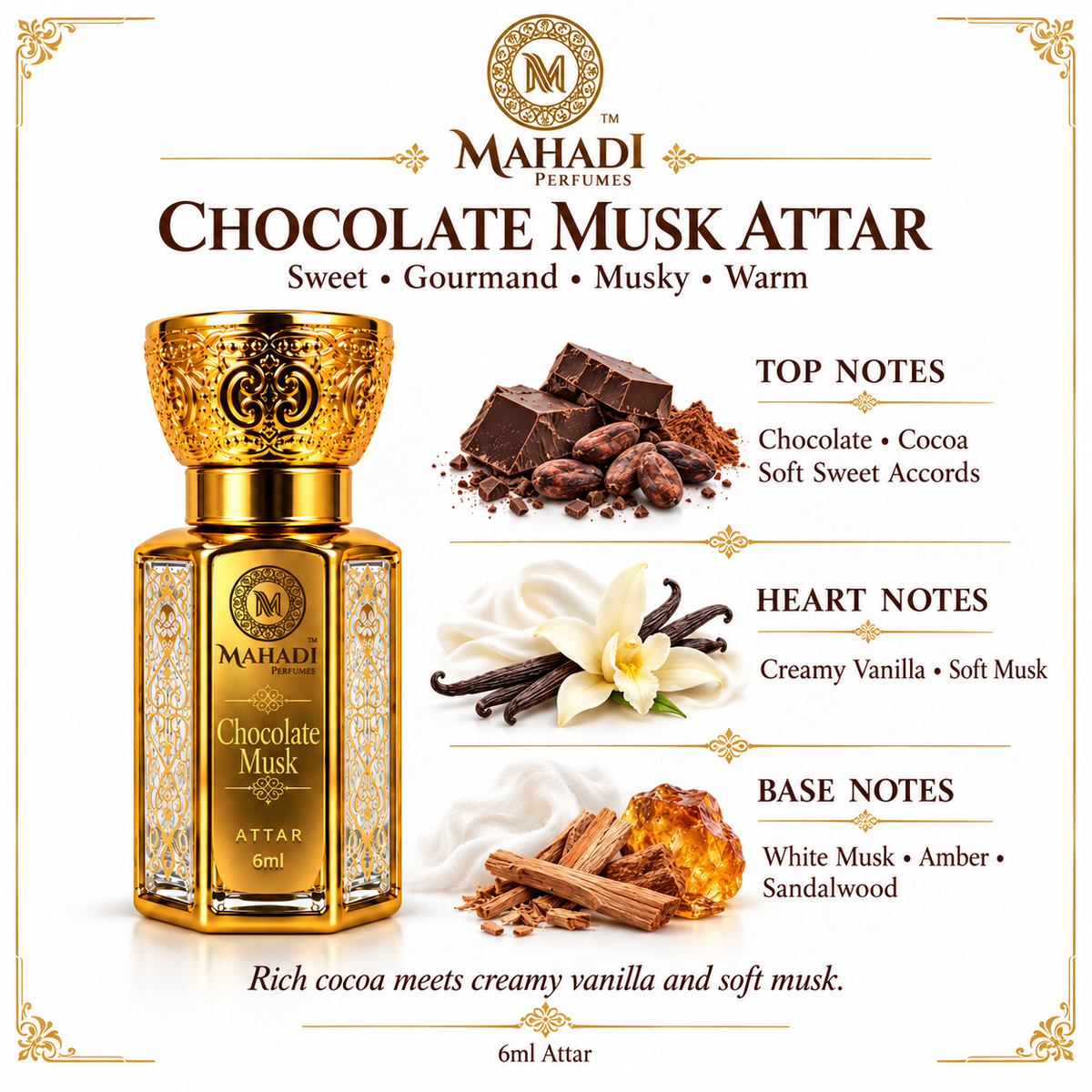 Chocolate Musk Attar | Sweet Cocoa & Vanilla Musk | Unisex