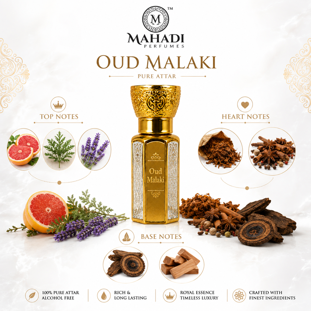 Oud Malaki Attar | Premium Long-Lasting Arabian Oud Attar for Men & Women