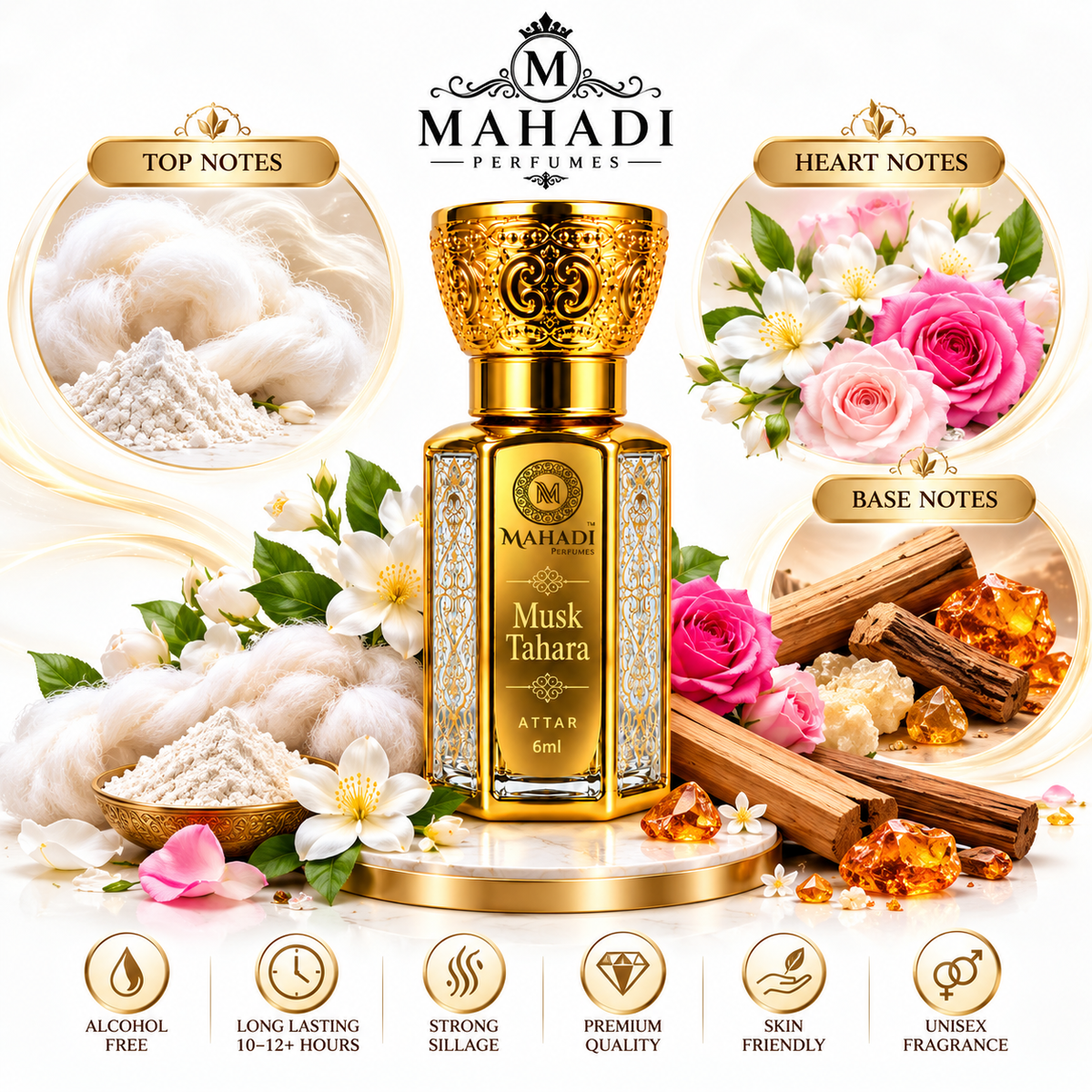 Musk Tahara Attar – Pure White Musk | Long-Lasting Alcohol-Free Unisex Attar