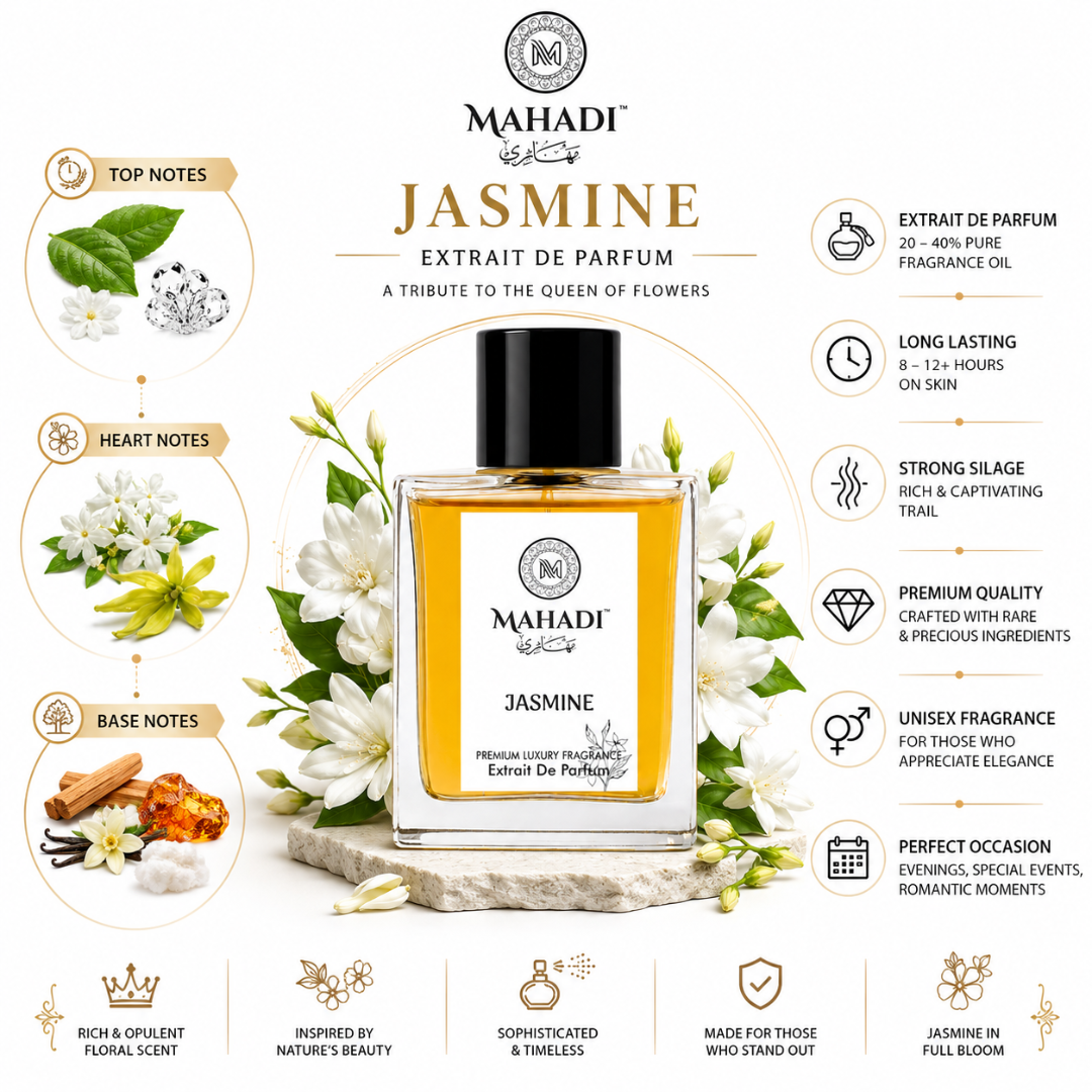 Jasmine Perfume | Extrait De Parfum | Floral Jasmine Fragrance | Long Lasting Unisex Perfume | Premium Arabian Inspired Scent