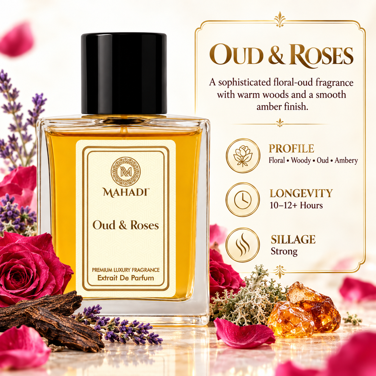 Oud & Roses Unisex Perfume – Floral Oud Fragrance