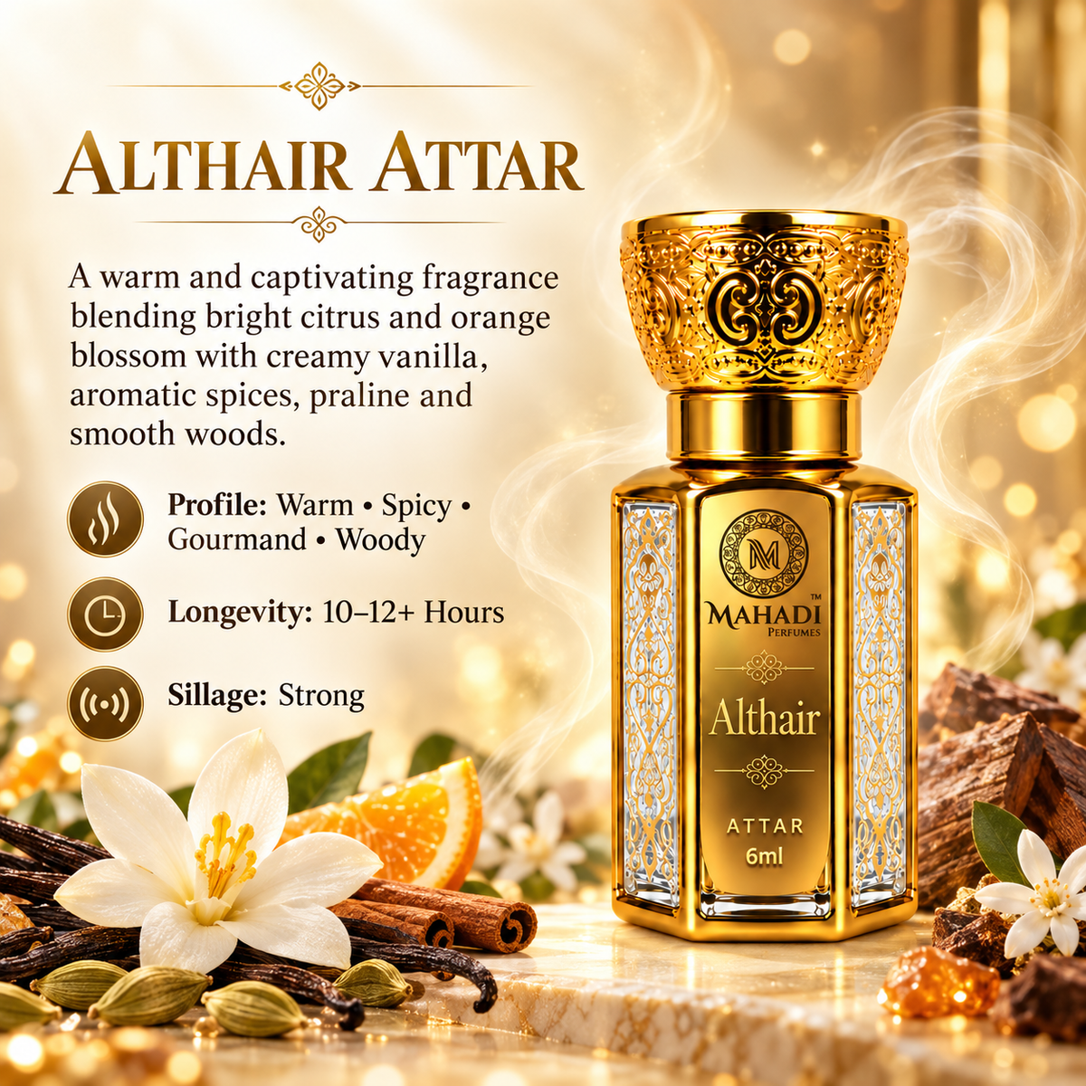 Althair Attar 6ml | Long-Lasting Warm Vanilla Fragrance