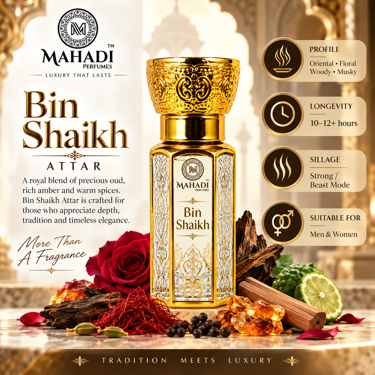 Bin Shaikh Attar | Luxury Oud, Amber & Musk Perfume Oil | Long Lasting Unisex Attar