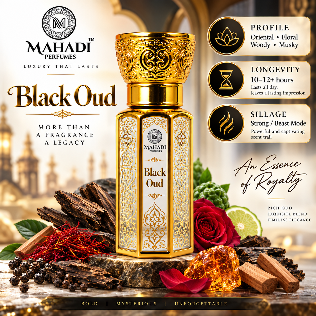 Black Oud Attar | Long Lasting Oud Perfume Oil for Men & Women