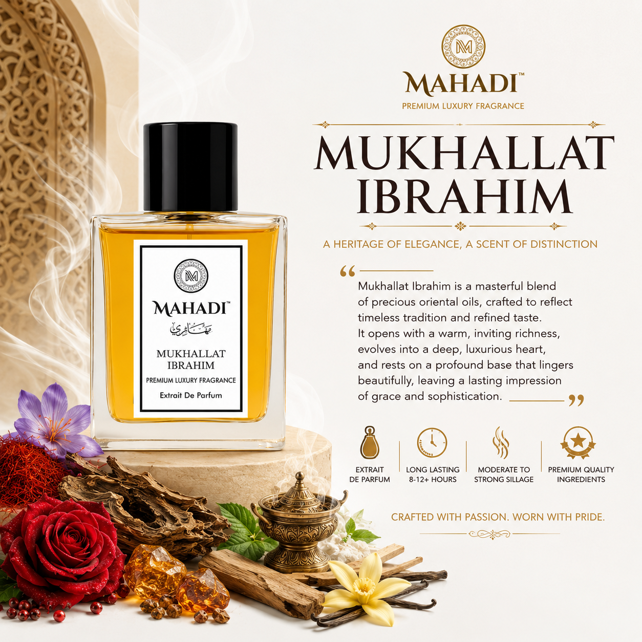 Mukhallat Ibrahim Extrait De Parfum | Luxury Oud Perfume by Mahadi