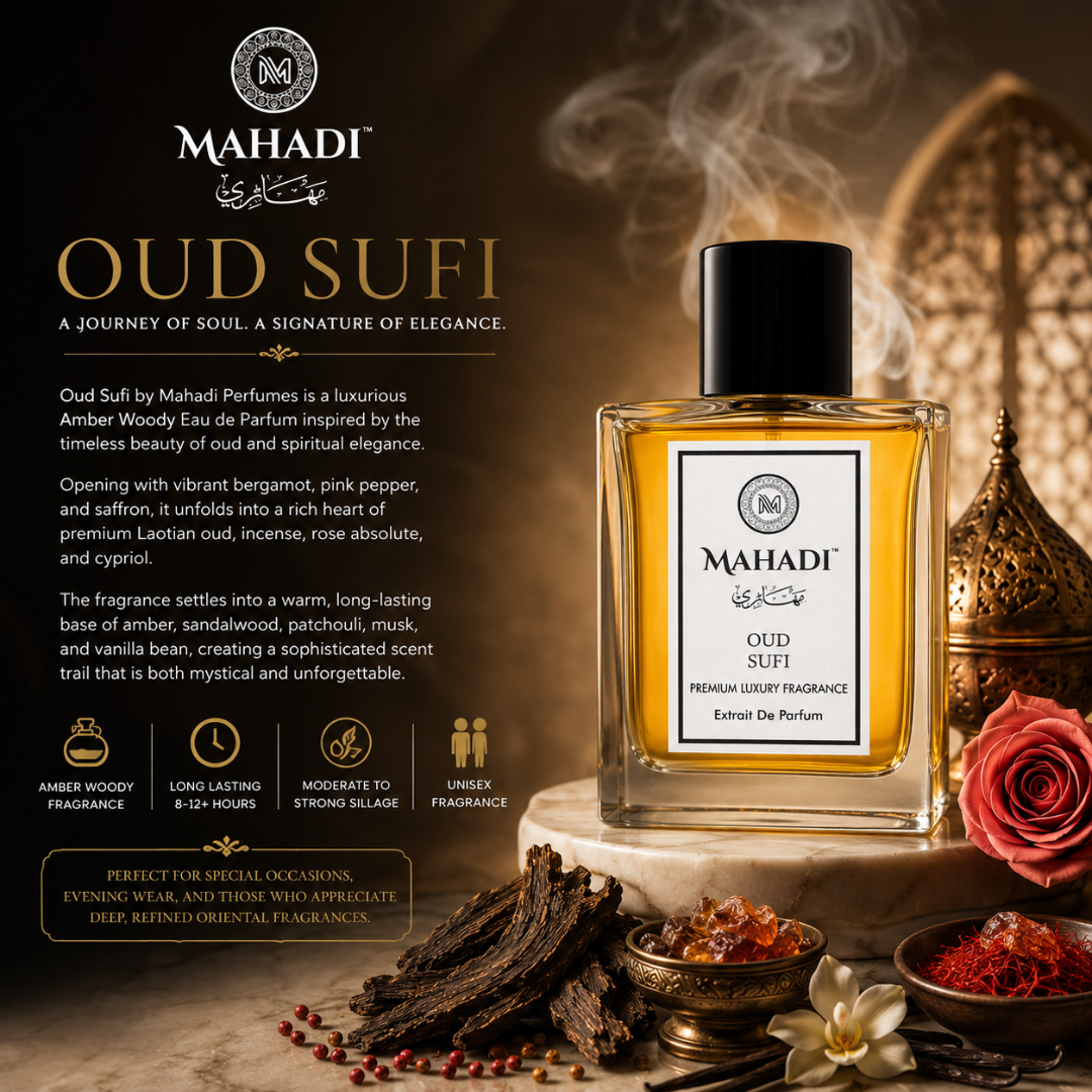 Oud Sufi Amber Woody Perfume | Oud, Patchouli, Sandalwood & Vanilla | Unisex Eau De Parfum