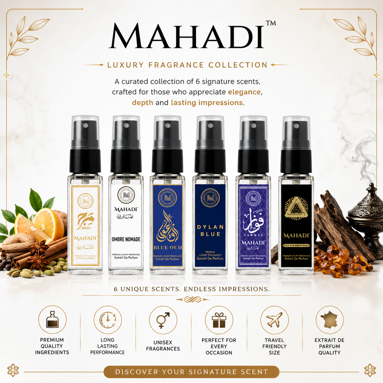 Luxury Mini Perfume Collection | 6 Perfumes | 8ml x 6 | Perfect Gift Set