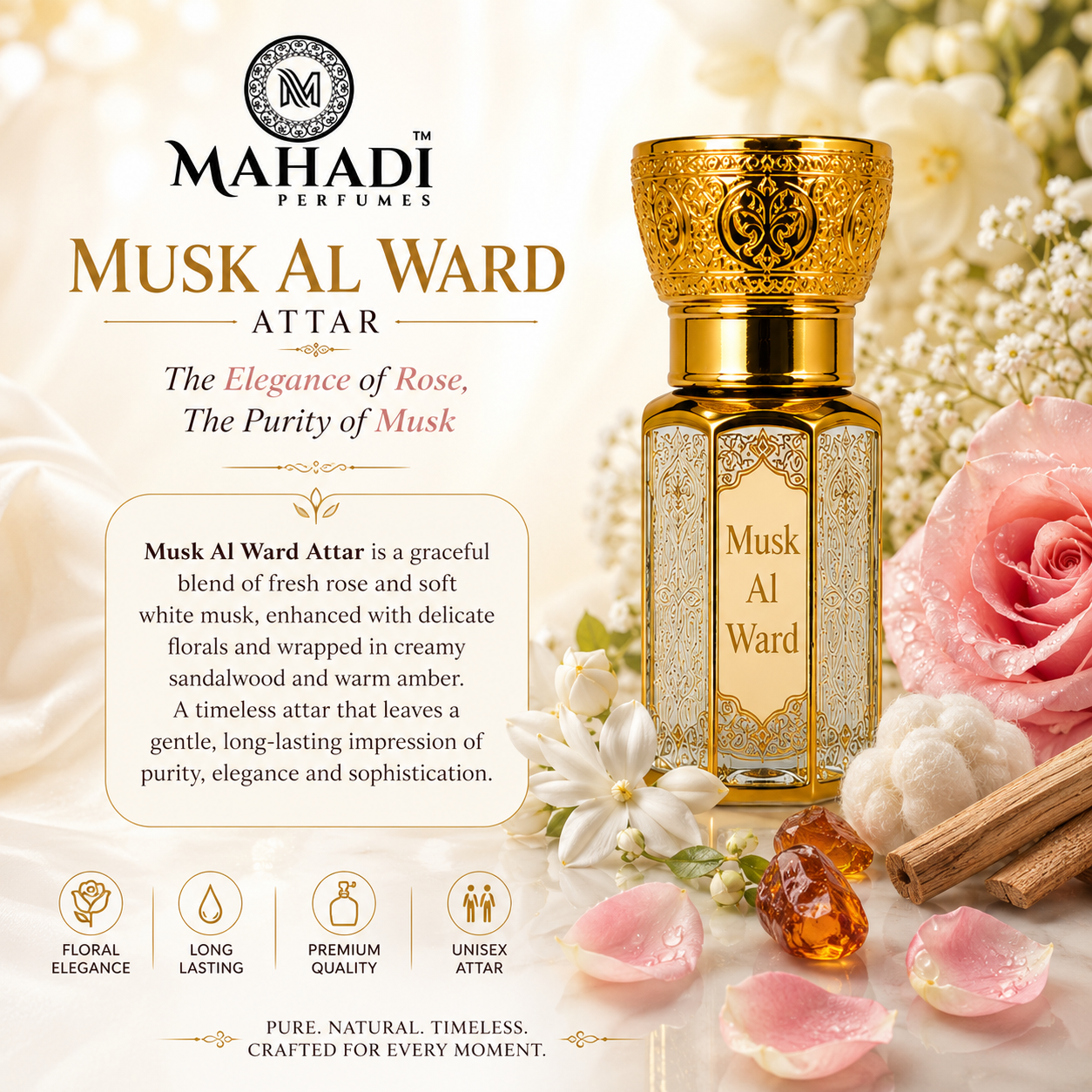 Musk Al Ward Attar | Rose & White Musk Perfume Oil