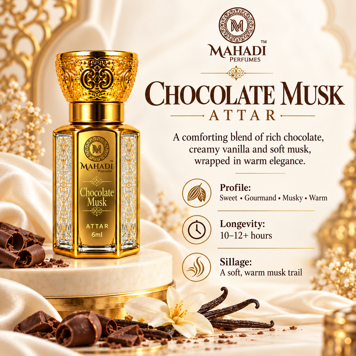 Chocolate Musk Attar | Sweet Cocoa & Vanilla Musk | Unisex