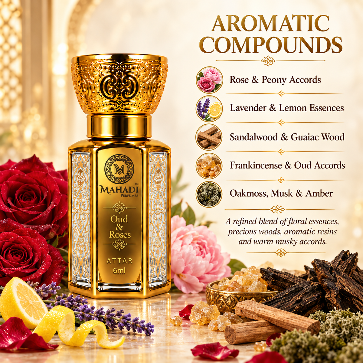 Oud & Roses Attar | Long-Lasting Unisex Fragrance