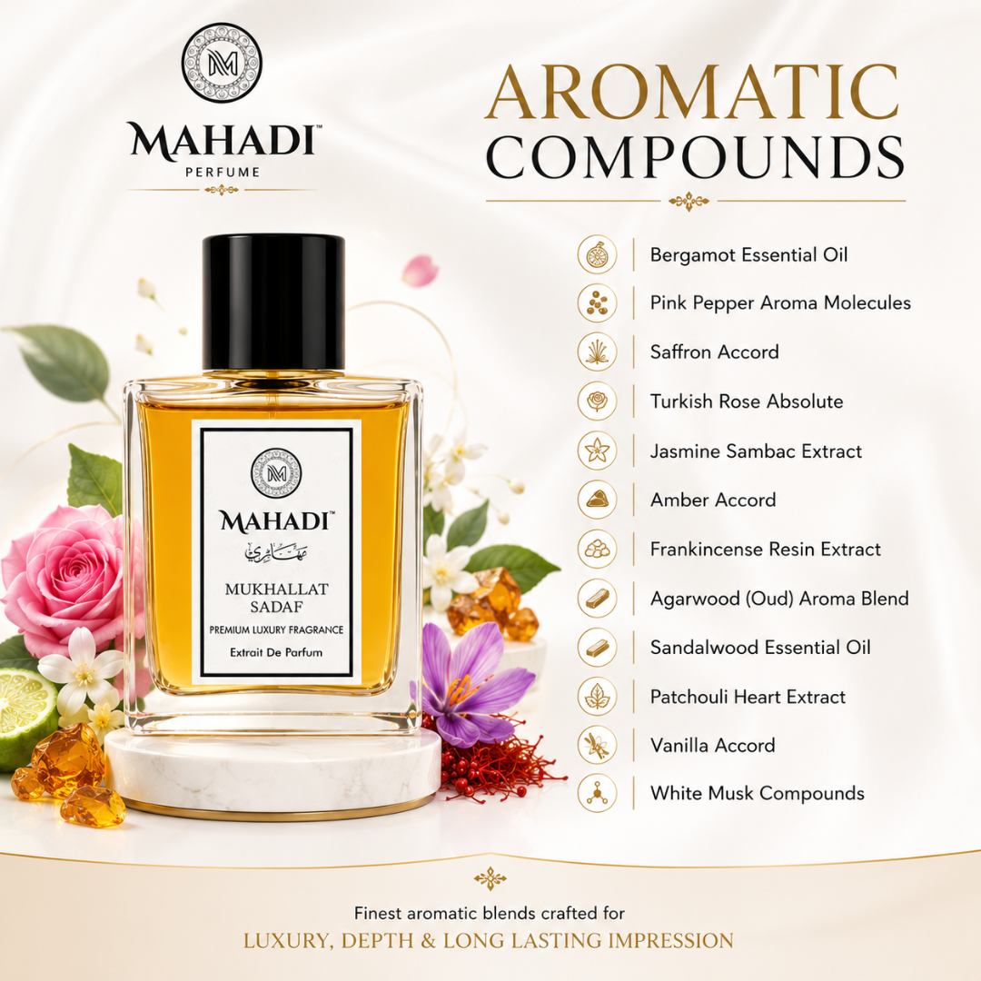 Mukhallat Sadaf Perfume | Premium Oud, Rose & Saffron EDP | Long Lasting Unisex Fragrance