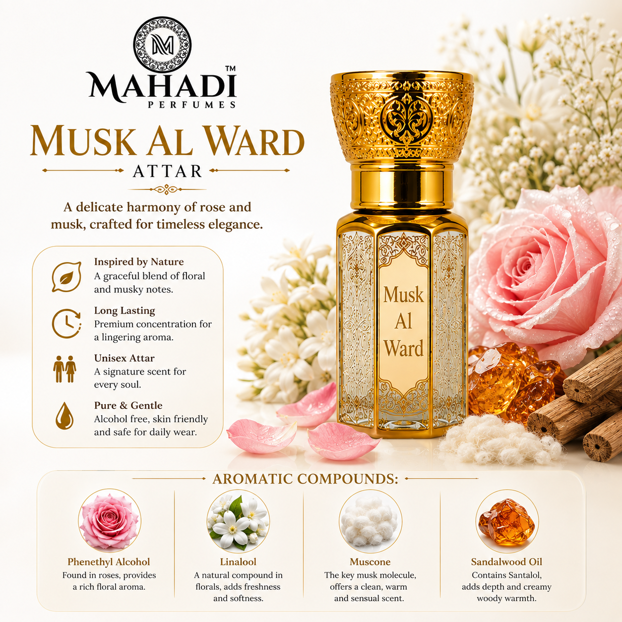Musk Al Ward Attar | Rose & White Musk Perfume Oil