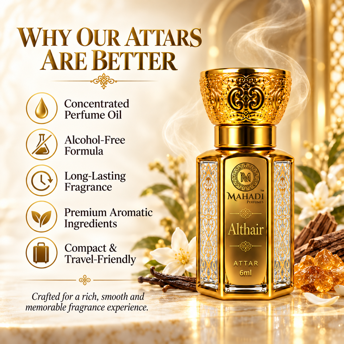Althair Attar 6ml | Long-Lasting Warm Vanilla Fragrance