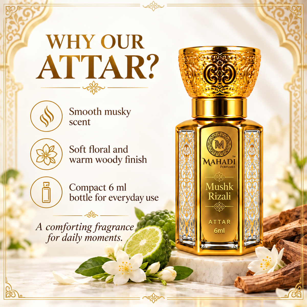 Mushk Rizali Special Attar 6ml | Musky Perfume Oil