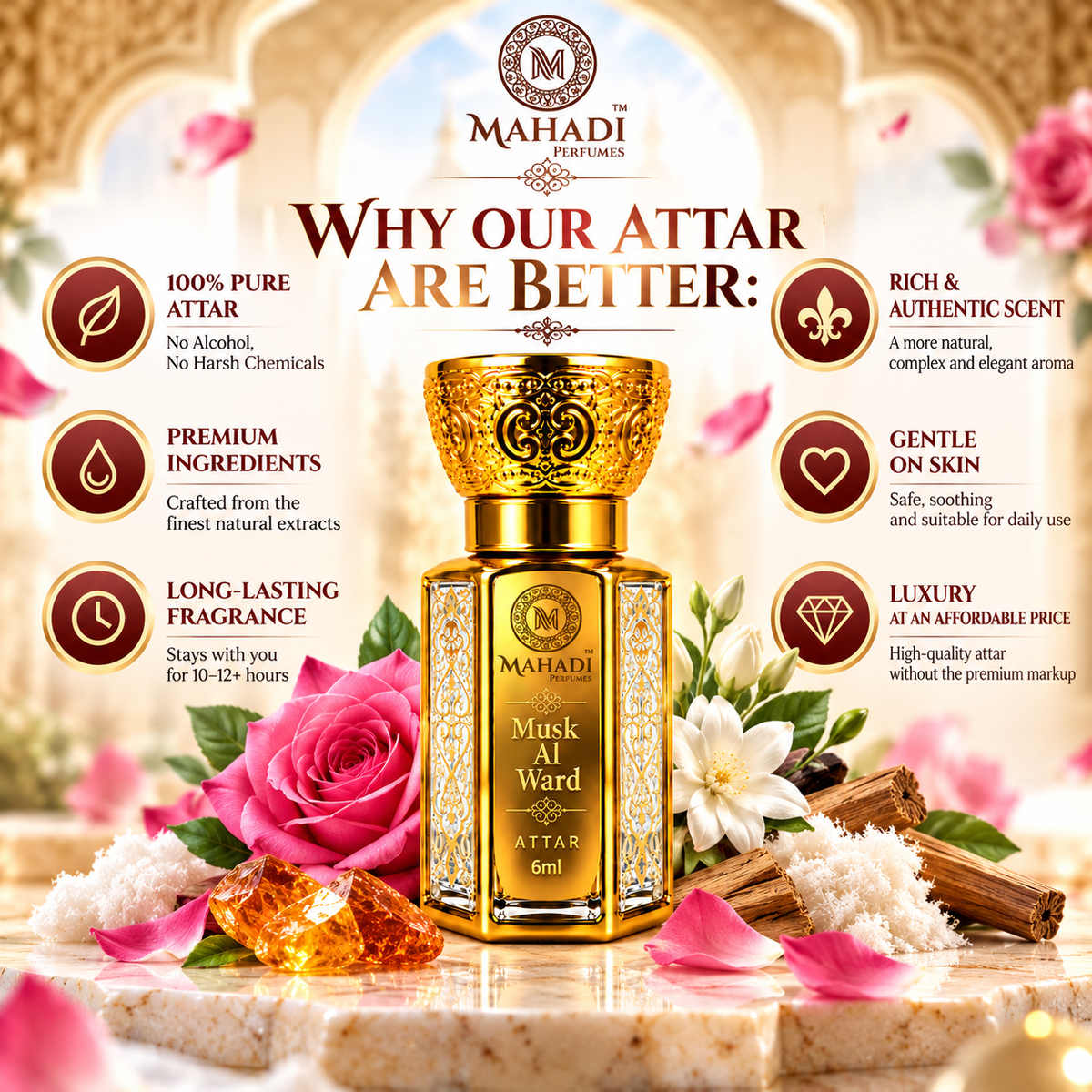 Musk Al Ward Attar | Rose & White Musk Perfume Oil