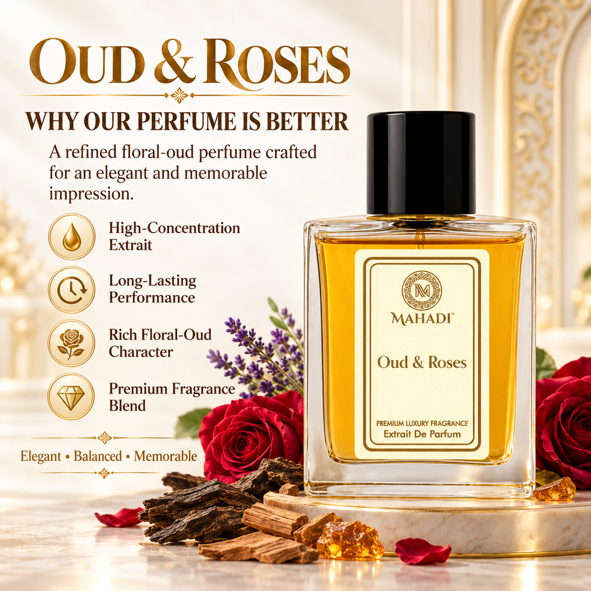 Oud & Roses Unisex Perfume – Floral Oud Fragrance