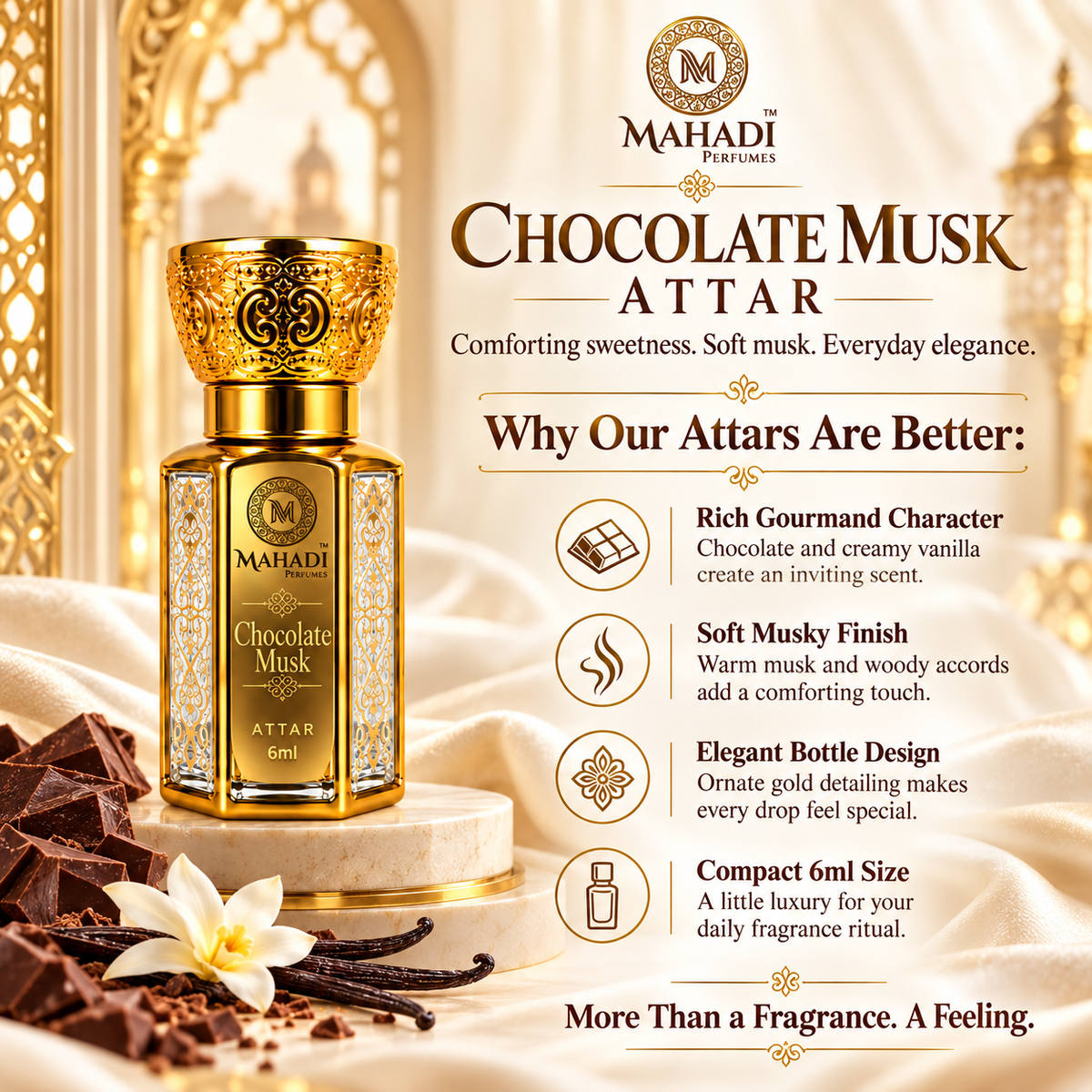 Chocolate Musk Attar | Sweet Cocoa & Vanilla Musk | Unisex