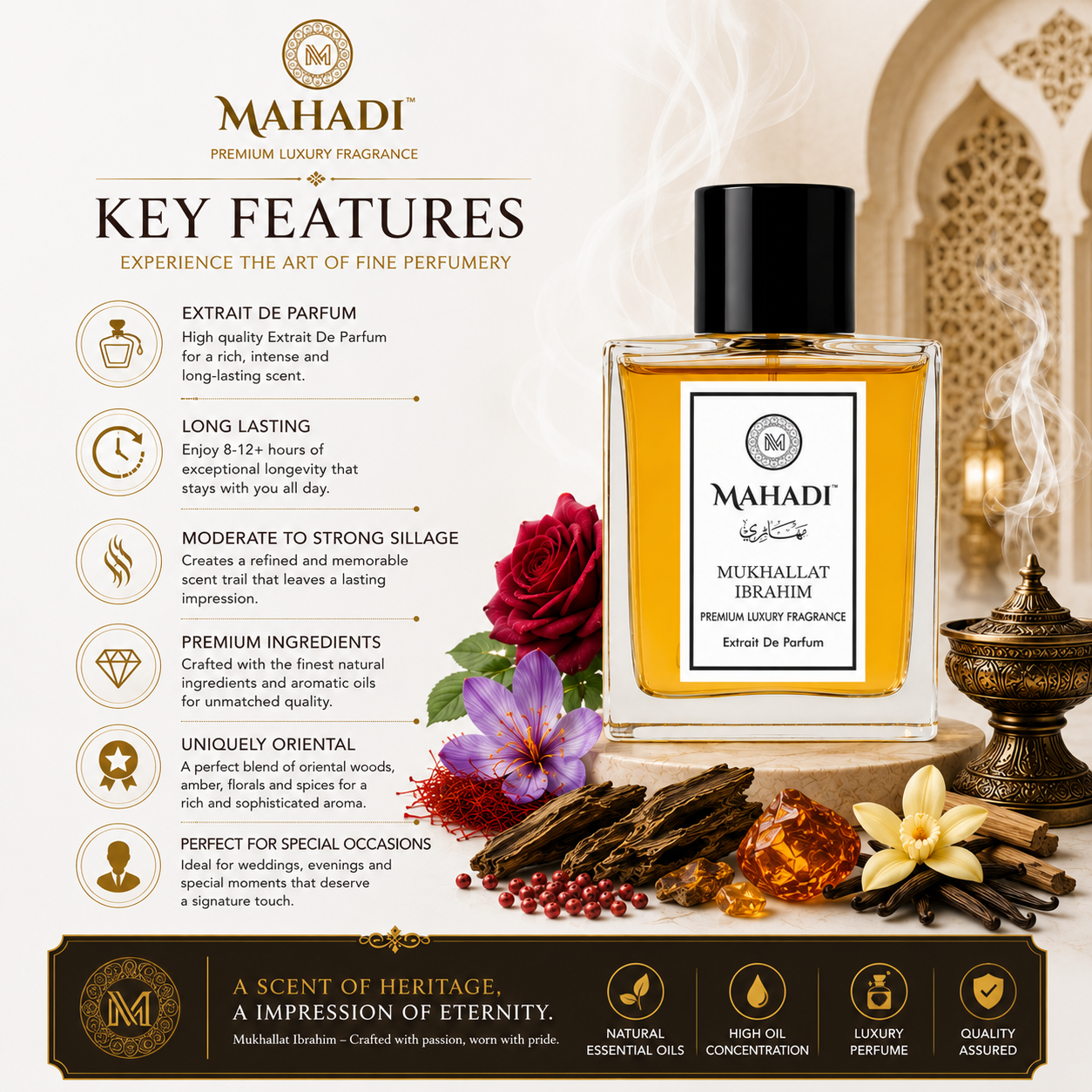 Mukhallat Ibrahim Extrait De Parfum | Luxury Oud Perfume by Mahadi