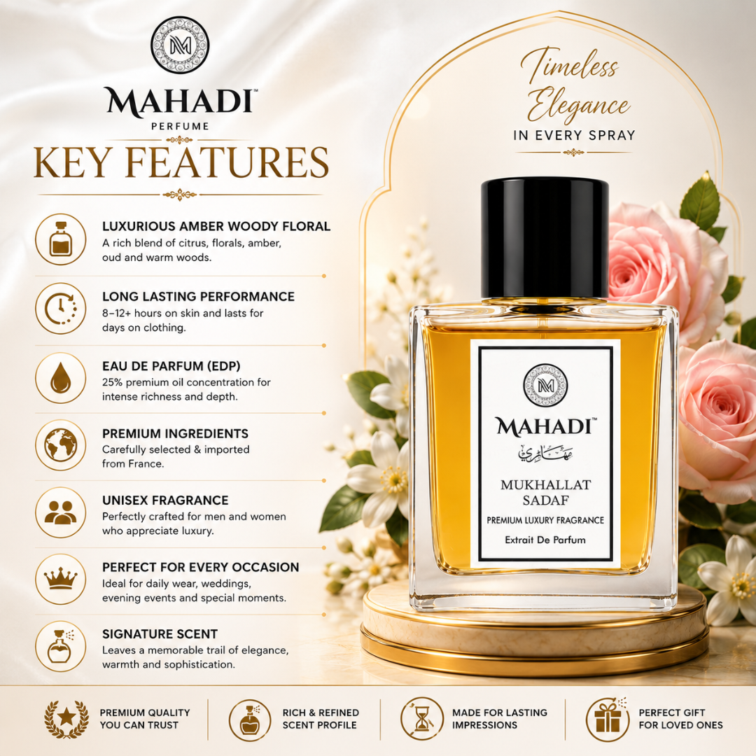 Mukhallat Sadaf Perfume | Premium Oud, Rose & Saffron EDP | Long Lasting Unisex Fragrance