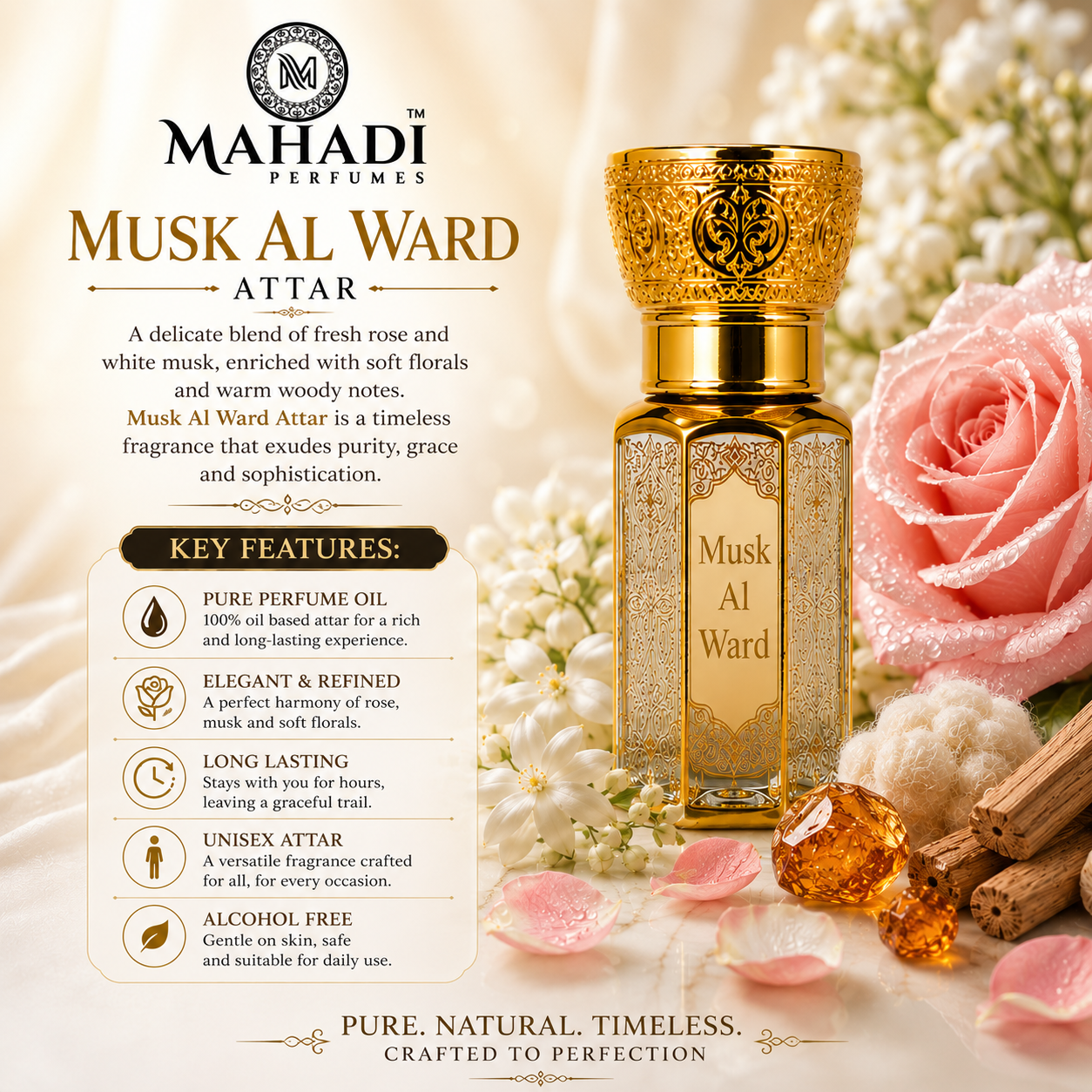 Musk Al Ward Attar | Rose & White Musk Perfume Oil