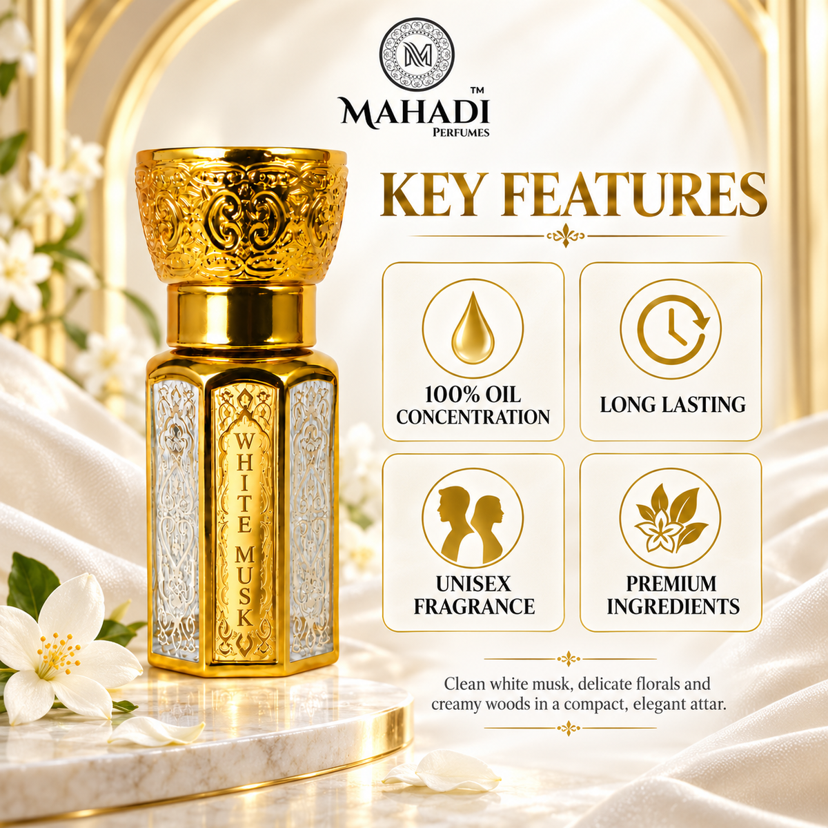 White Musk Attar | Long-Lasting Unisex Perfume Oil