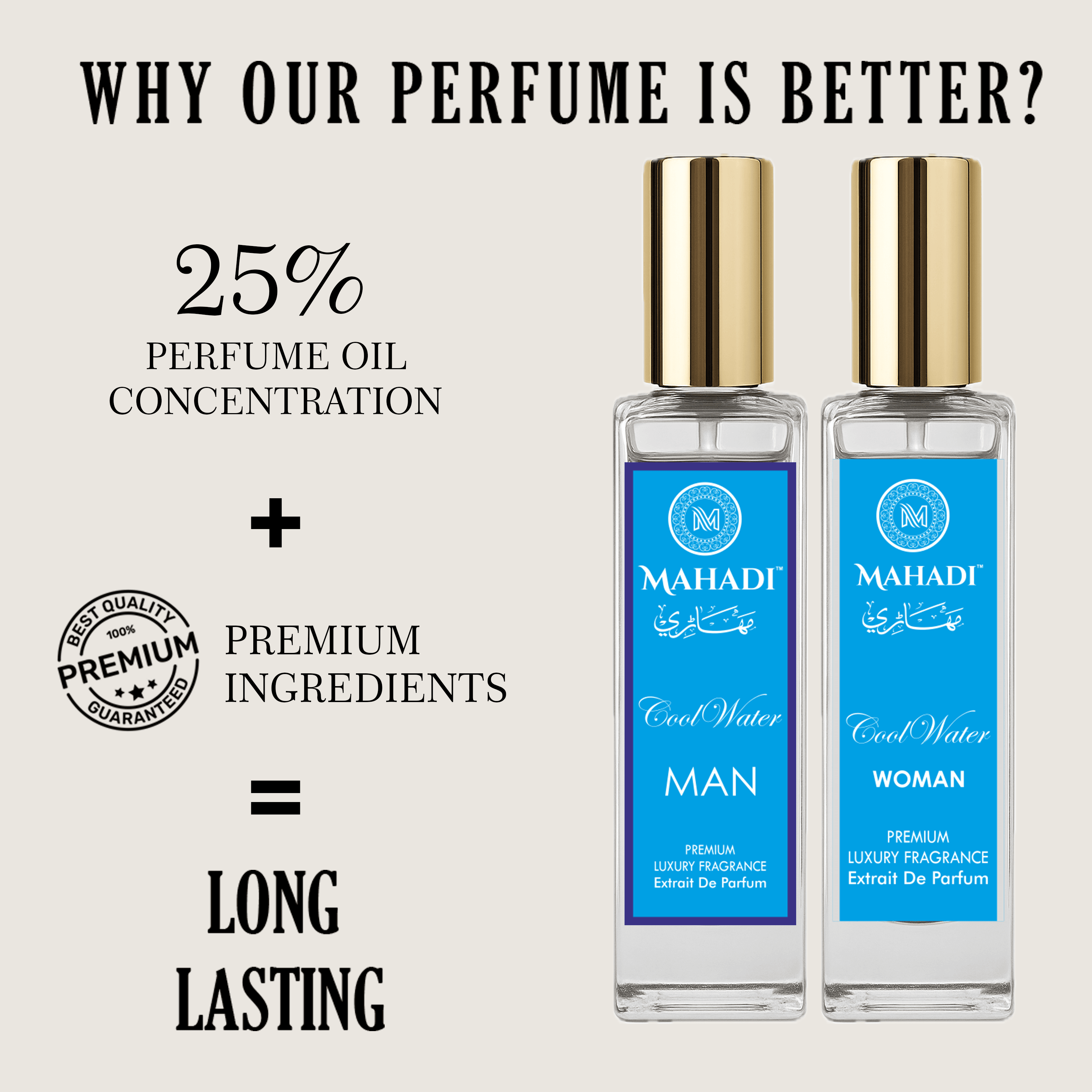 Luxury Perfume Gift Set Cool Water Men & Women - 2 x 20ml Extrait De Parfum - 40 ml - Mahadi Perfumes