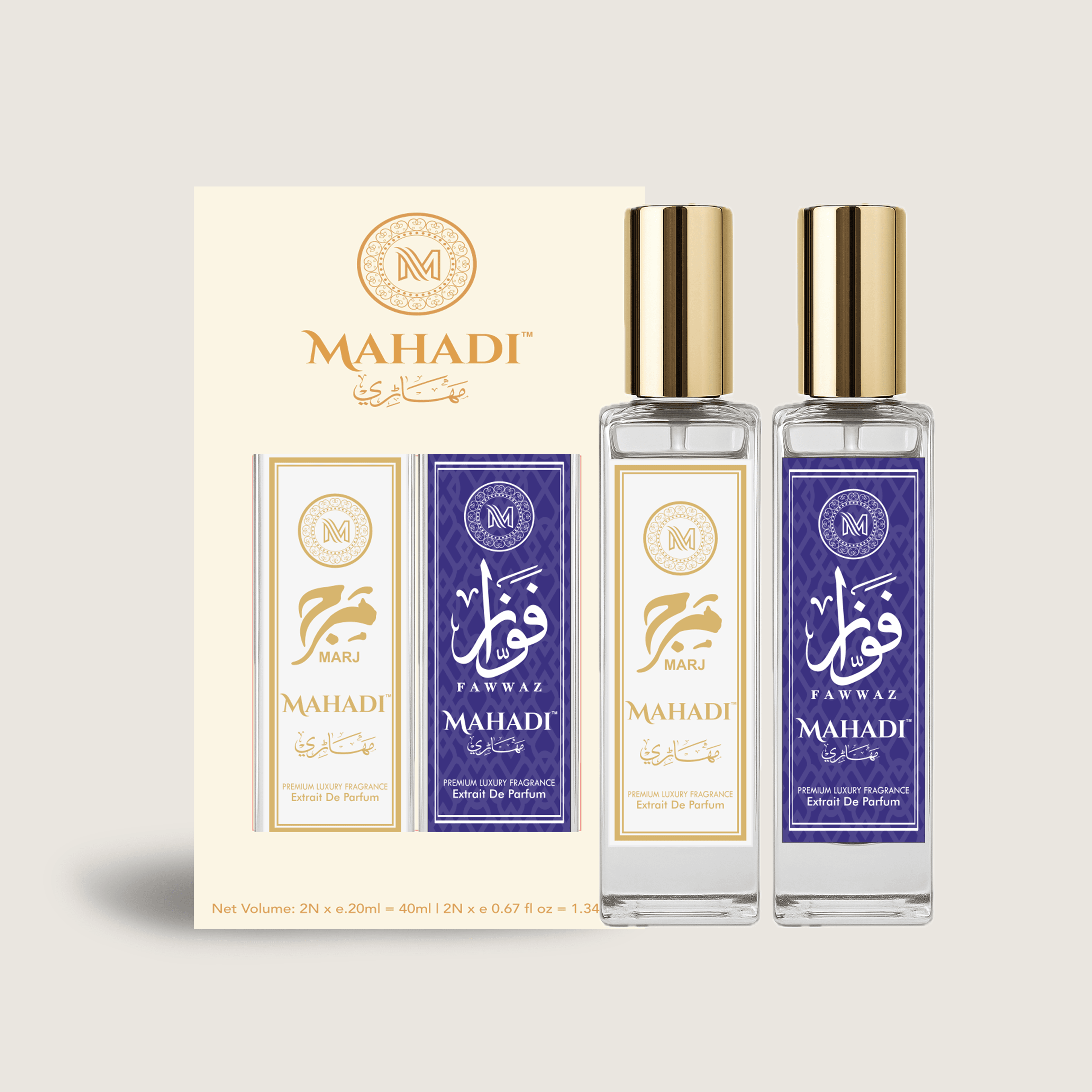 Luxury Perfume Gift Set For Unisex - 2 x 20ml Extrait De Parfum - 40 ml - Mahadi Perfumes