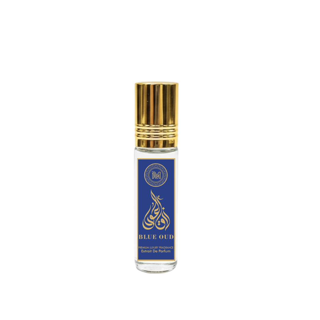 Blue Oud Arabic & French Blend | Non-Alcoholic Roll-on Fragrance Floral Attar (Agarwood, Rose, Sandalwood, Musk, Citrus)