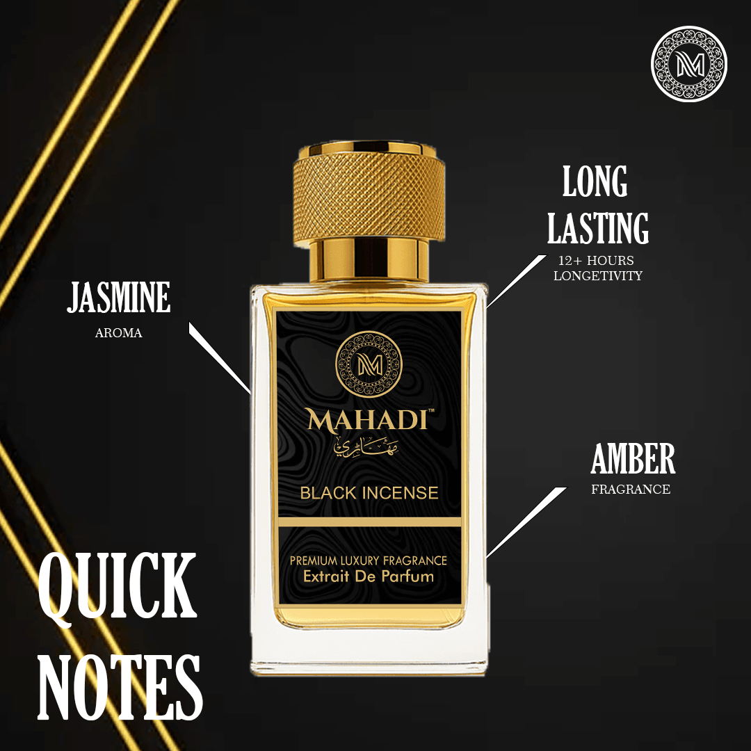 Black Incense Eau de Parfum– 35ml | Unisex Oriental Floral Woody Fragrance - Mahadi Perfumes