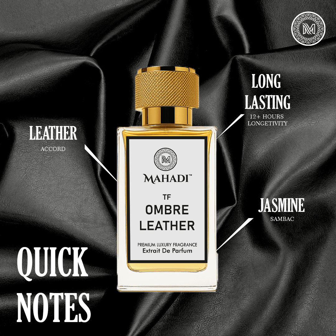 Ombré Leather Unisex Perfume EDP Spray for Men & Women | Leather Animalic Earthy Fragrance Accords | Luxury Gift for Him / Her | Variants Available : 35 ml / 100 ml - Mahadi Perfumes