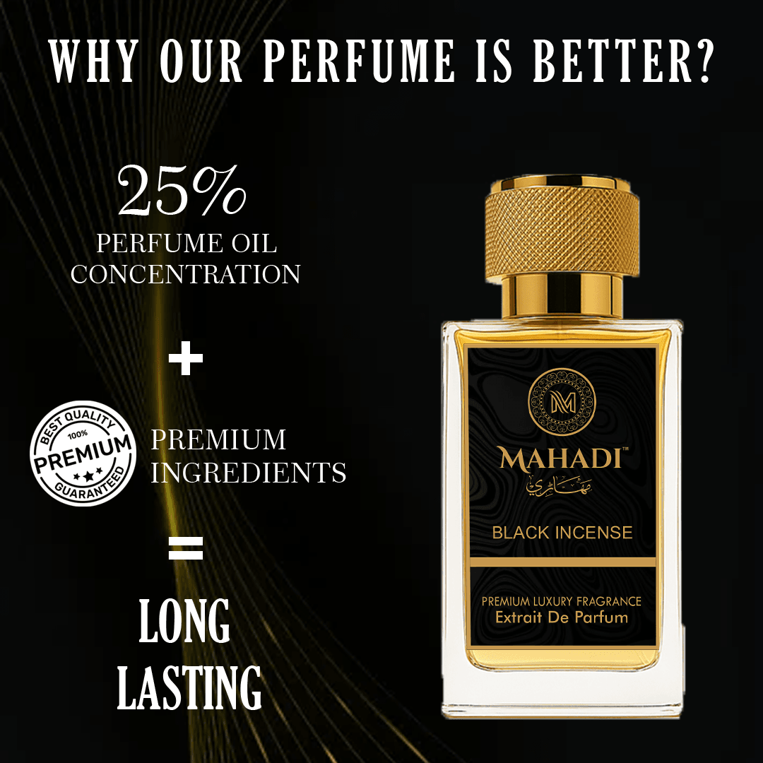 Black Incense Eau de Parfum– 35ml | Unisex Oriental Floral Woody Fragrance - Mahadi Perfumes