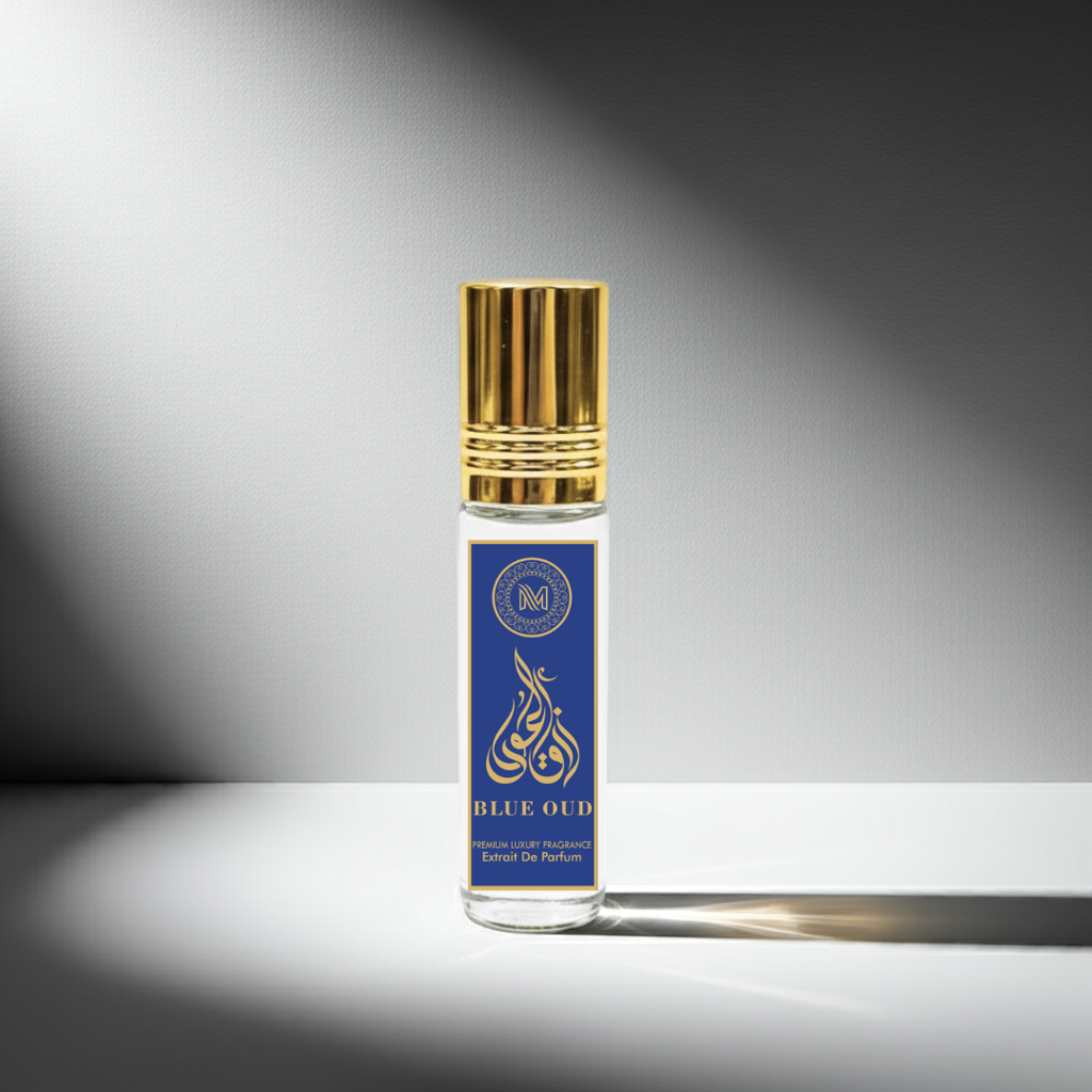 Blue Oud Arabic & French Blend | Non-Alcoholic Roll-on Fragrance Floral Attar (Agarwood, Rose, Sandalwood, Musk, Citrus)