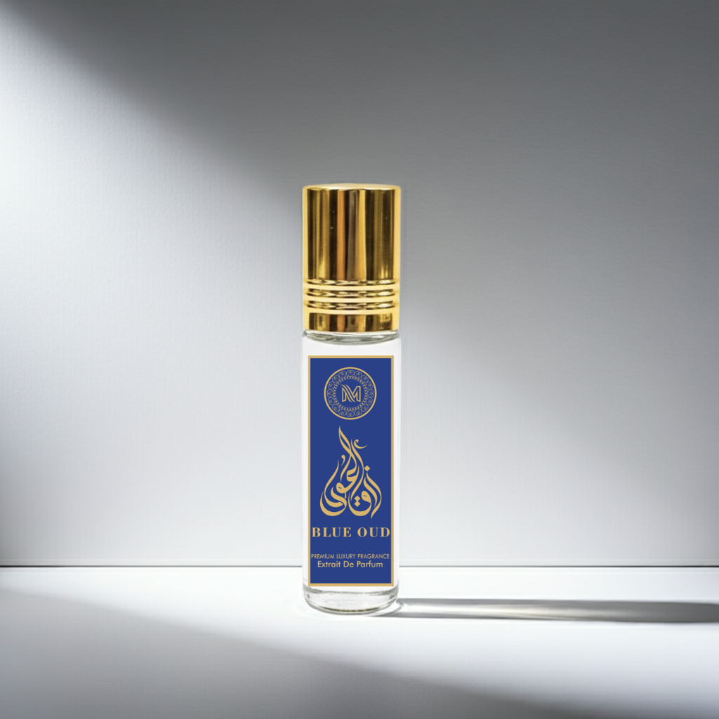 Blue Oud Arabic & French Blend | Non-Alcoholic Roll-on Fragrance Floral Attar (Agarwood, Rose, Sandalwood, Musk, Citrus)