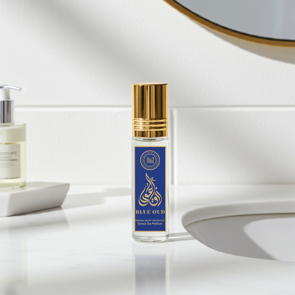 Blue Oud Arabic & French Blend | Non-Alcoholic Roll-on Fragrance Floral Attar (Agarwood, Rose, Sandalwood, Musk, Citrus)