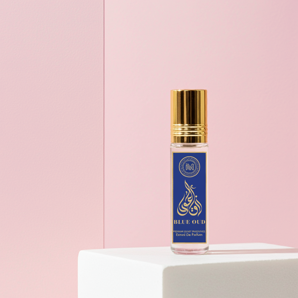 Blue Oud Arabic & French Blend | Non-Alcoholic Roll-on Fragrance Floral Attar (Agarwood, Rose, Sandalwood, Musk, Citrus)