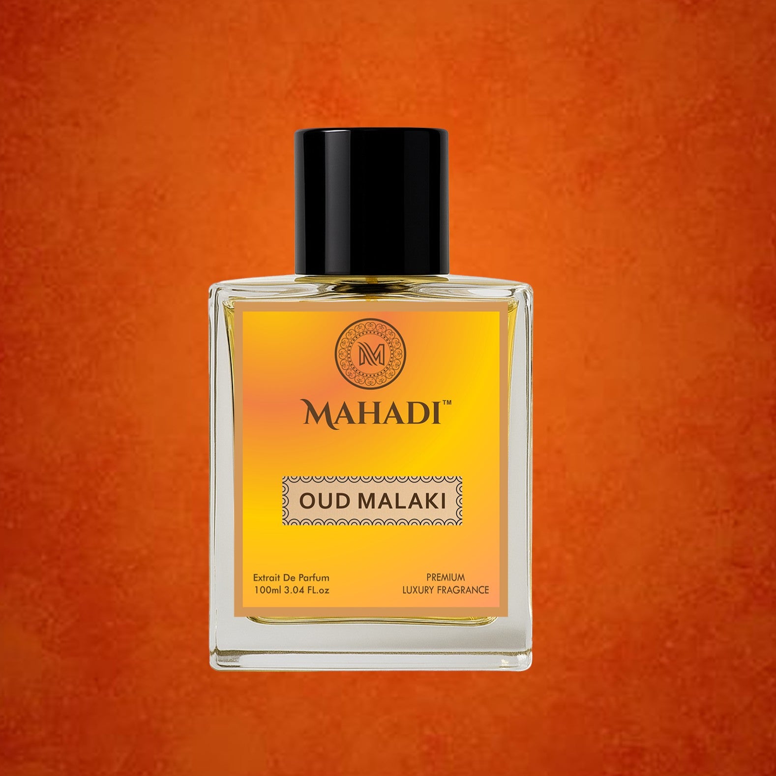 Mahadi Perfumes Oud Malaki Eau de Parfum, a luxurious woody and spicy fragrance with oud, tobacco, and grapefruit notes.